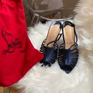 Christian Louboutin Navy Strap Sandal Heel